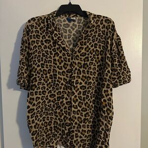 Leopard Print Button-Up Shirt
